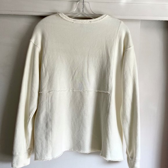 Fifteen Twenty Long Sleeve Raw Hem Top S French Terry Scoop Sweatshirt Cream - Picture 14 of 14
